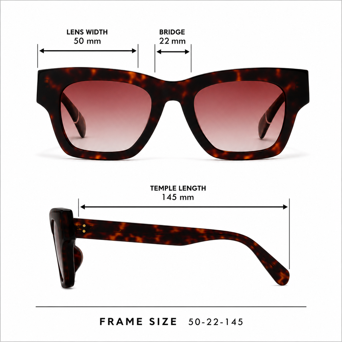 SA2601039 Bold Square Acetate Sunglasses – TAC Polarized UV400 Protection