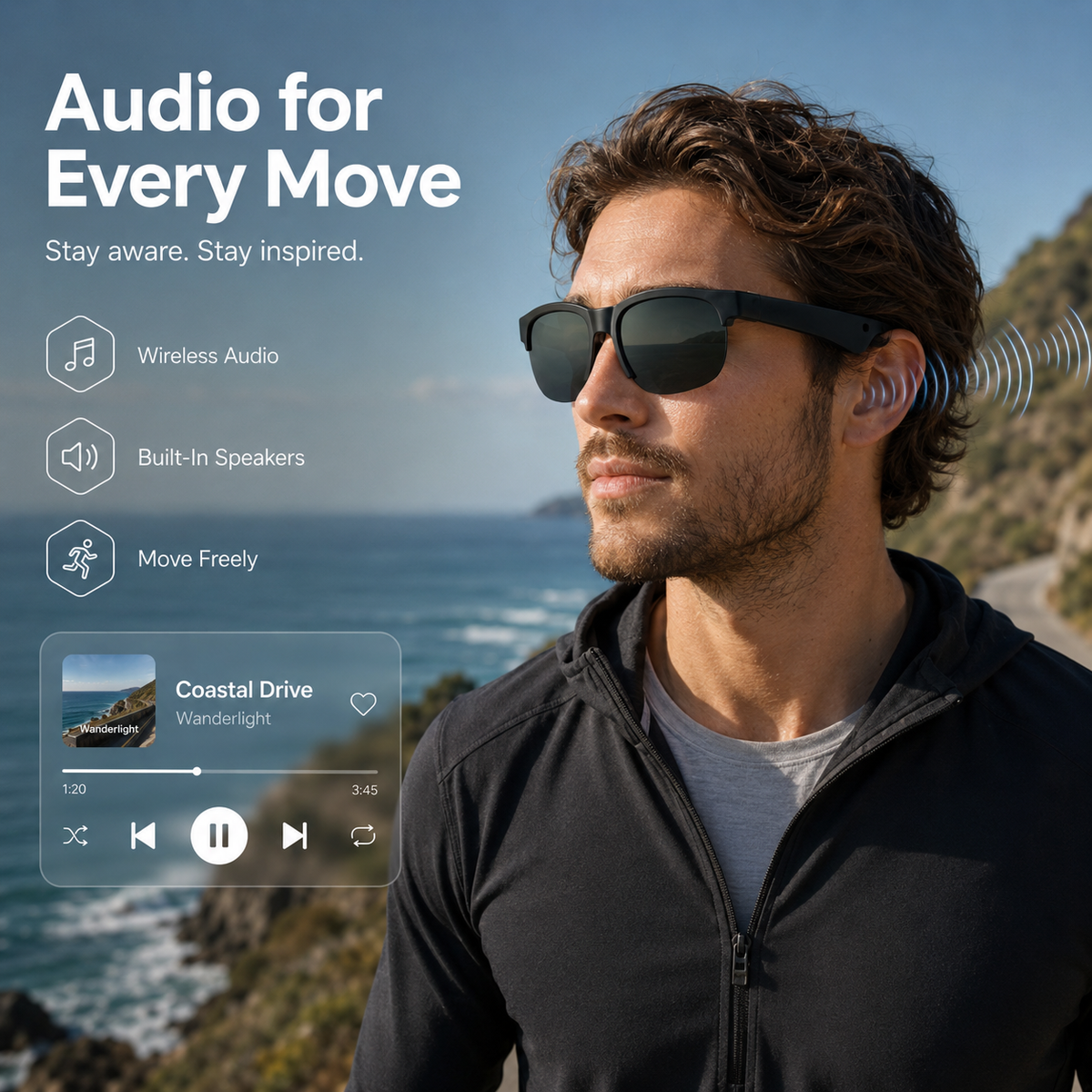 Semi-Rimless AI Audio Smart Glasses-S01